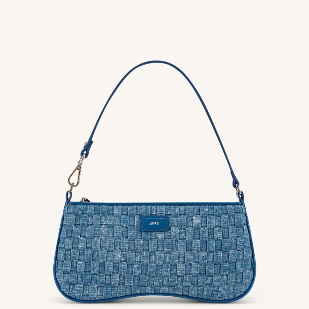 JW PEI| EVA SHOULDER HANDBAG- BLUE DENIM WEAVE